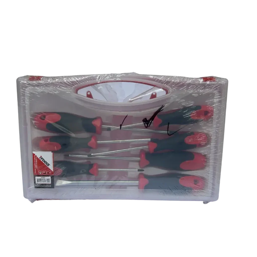 Juego de destornilladores con empuñadura roja y negra
