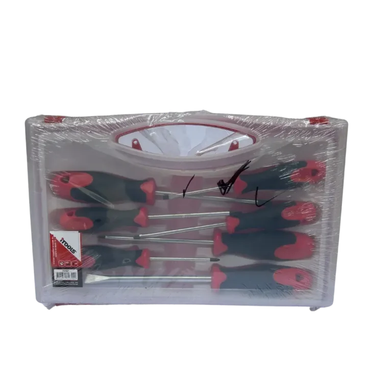 Juego de destornilladores con empuñadura roja y negra