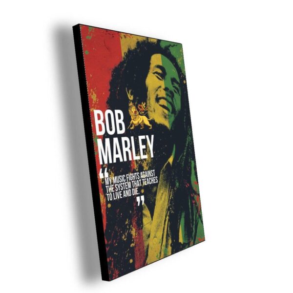Póster de Bob Marley con cita inspiradora.